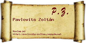 Pavlovits Zoltán névjegykártya