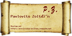 Pavlovits Zoltán névjegykártya