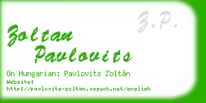 zoltan pavlovits business card